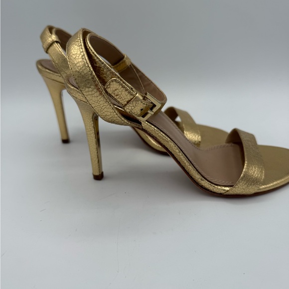 Tory Burch Gold Metallic Leather Ankle Strap Heels Sandals Size 5M - Picture 5 of 9